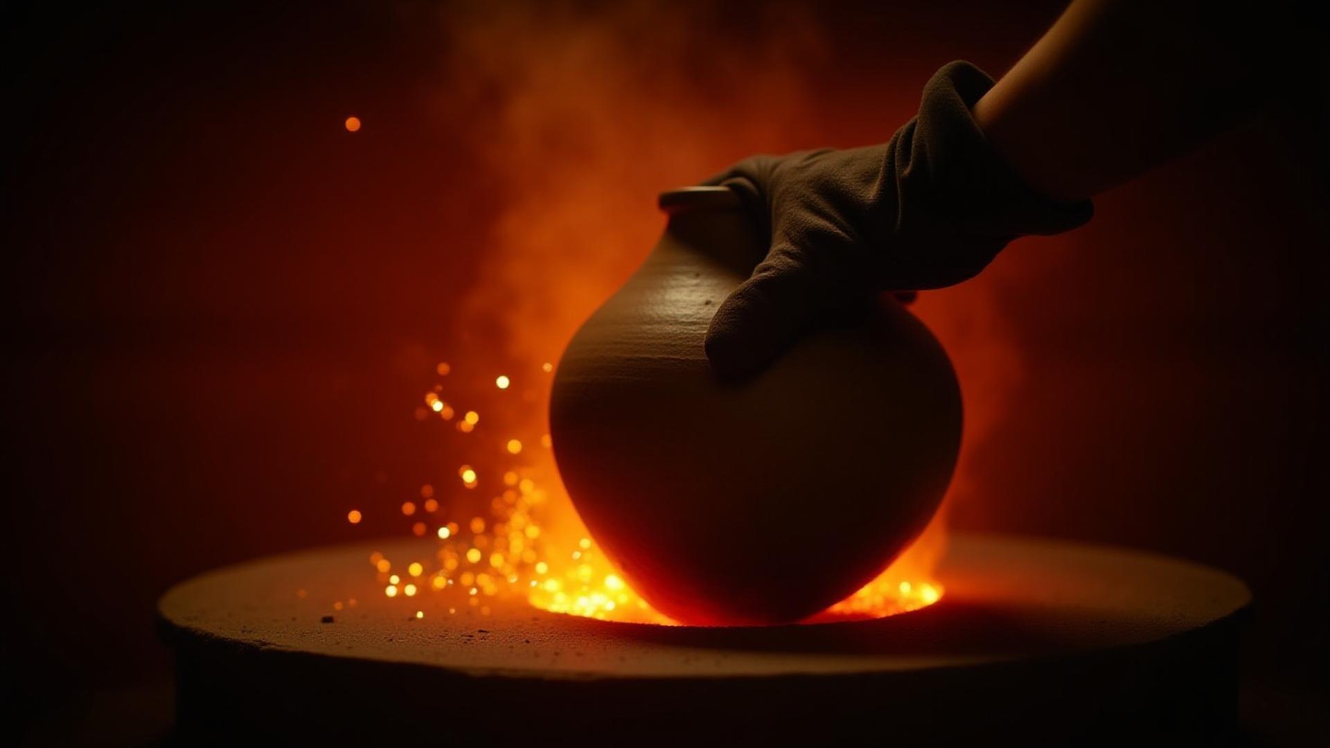 職人技を極める: 炎の中から引き出される赤熱の楽焼