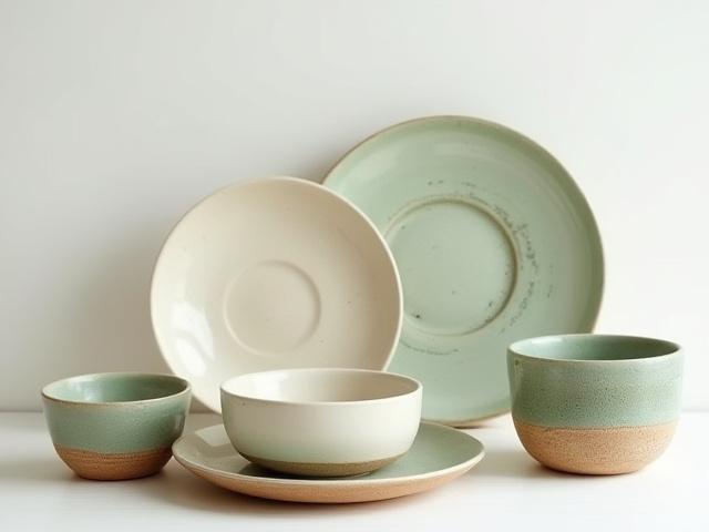 Assortment of handmade ceramic plates with varying glazes and textures.