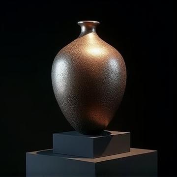 Beautifully Raku-fired ceramic piece with metallic glazes and intricate details