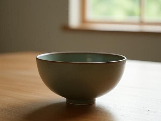 Beautifully handcrafted Japanese ceramic bowl on a wooden table